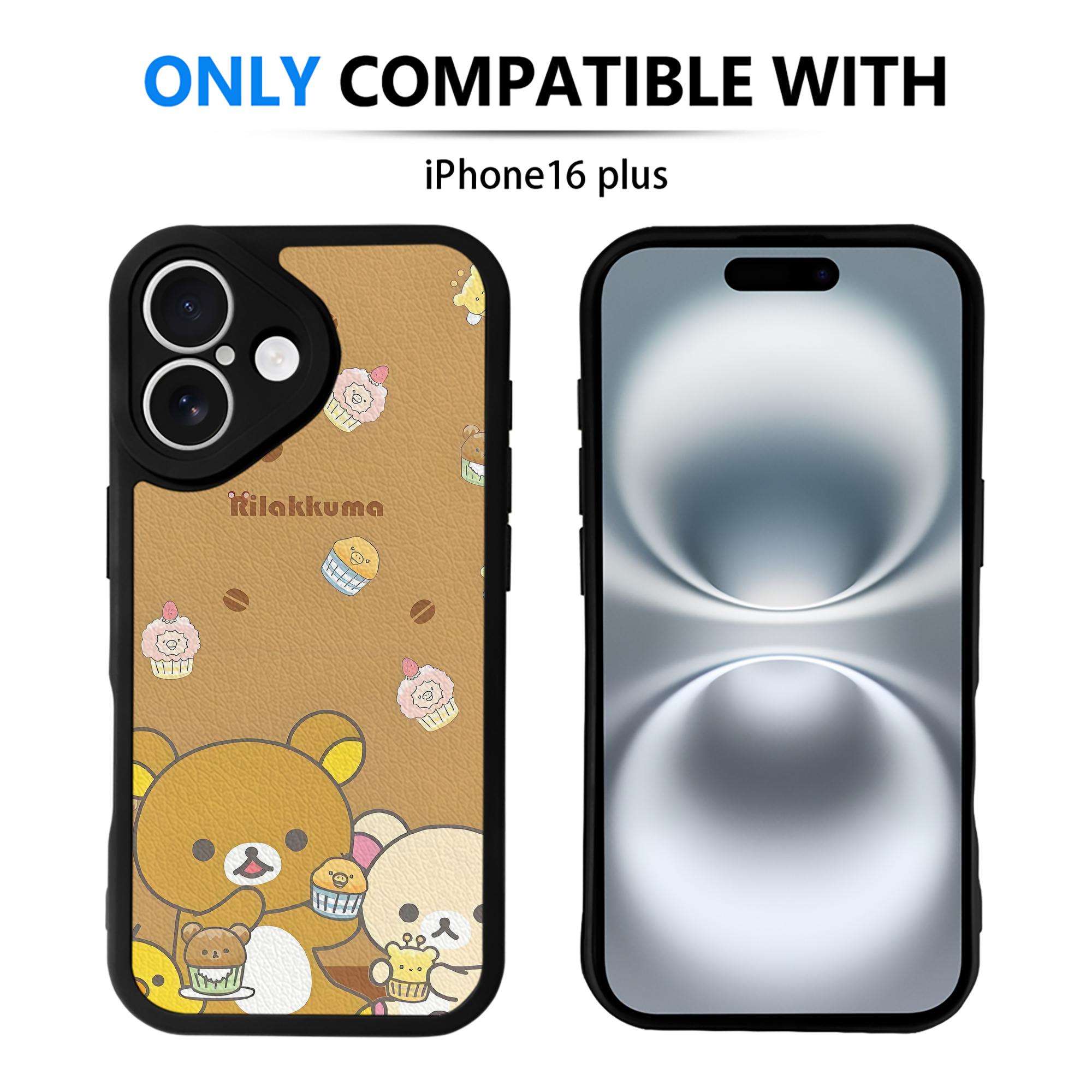 （画像用） リラックマ リラックマ キイロイトリ Rilakkuma Korilakkuma Kiiroitori 【iPhone 16シリーズ対応】シリコンスマホケース（レザー調） 材質：シリコン